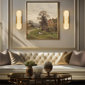 Alabaster Brass Wall Sconce Set of Two, 13.8‑inch