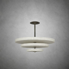 Alabaster Bronze & White LED Chandelier – Elegant 33‑Inch