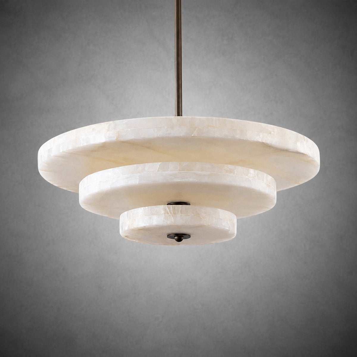 Alabaster Bronze & White LED Chandelier – Elegant 33‑Inch