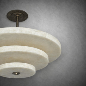 Alabaster Bronze & White LED Chandelier – Elegant 33‑Inch