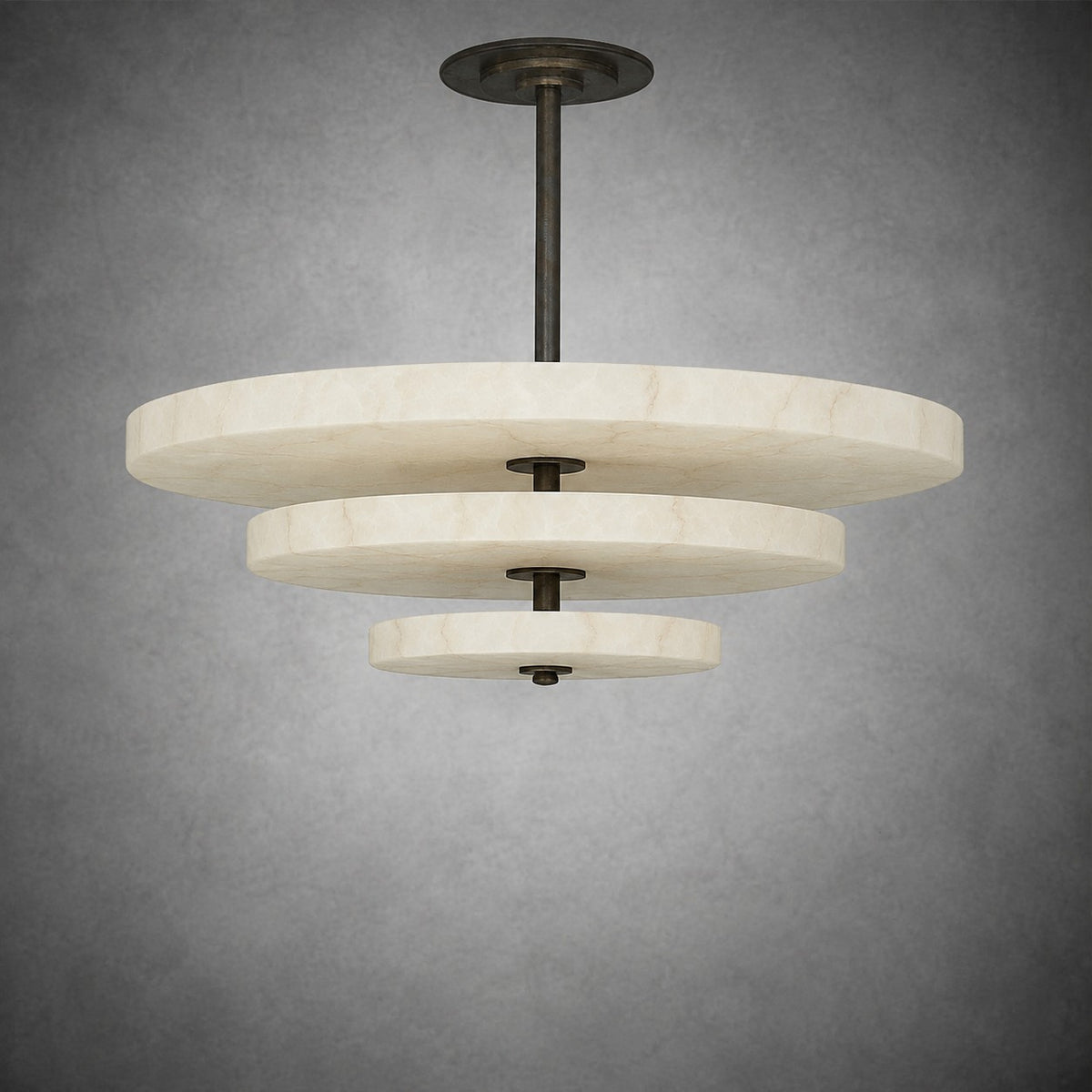 Alabaster Bronze & White LED Chandelier – Elegant 33‑Inch