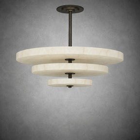 Alabaster Bronze & White LED Chandelier – Elegant 33‑Inch