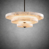 Alabaster Bronze & White LED Chandelier – Elegant 33‑Inch