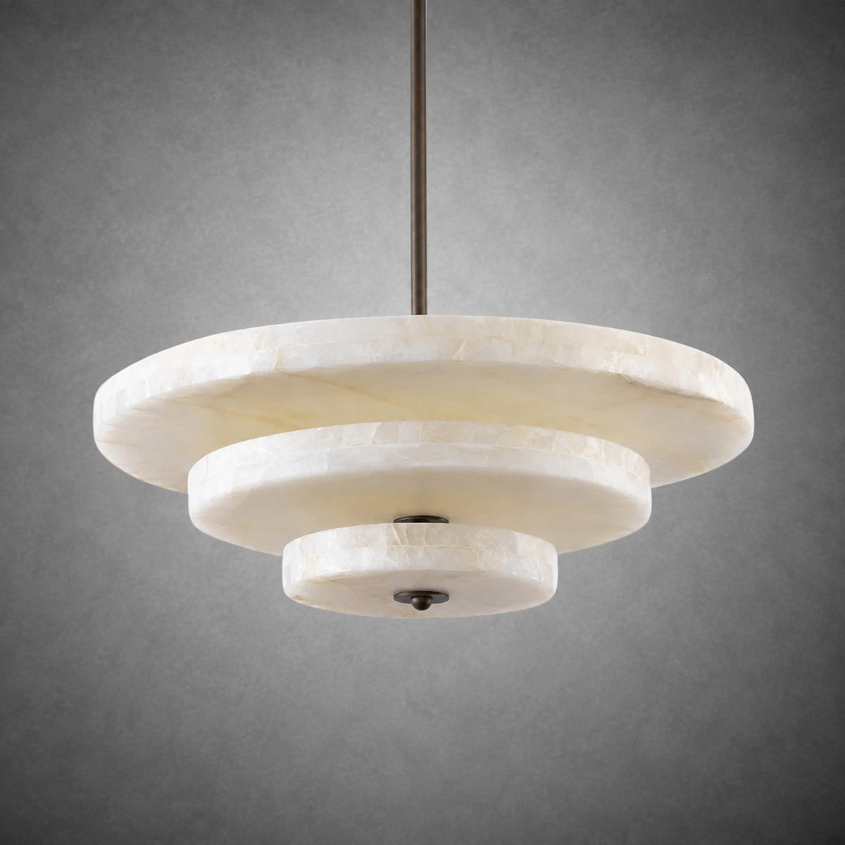 Alabaster Bronze & White LED Chandelier – Elegant 33‑Inch