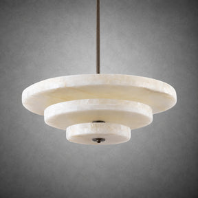 Alabaster Bronze & White LED Chandelier – Elegant 33‑Inch