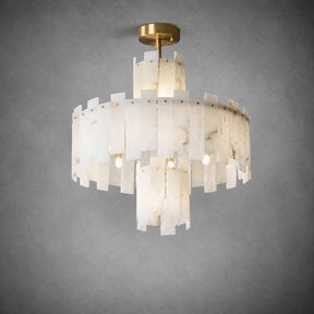 Alabaster Chandelier – Elegant Brass & White Alabaster Light Fixture