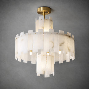 Alabaster Chandelier – Elegant Brass & White Alabaster Light Fixture