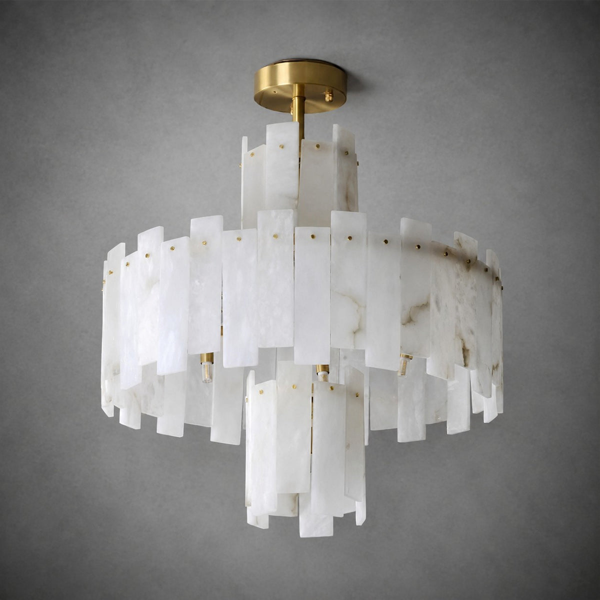 Alabaster Chandelier – Elegant Brass & White Alabaster Light Fixture