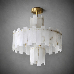 Alabaster Chandelier – Elegant Brass & White Alabaster Light Fixture