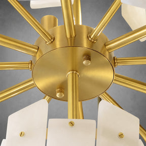 Alabaster Chandelier – Elegant Brass & White Alabaster Light Fixture