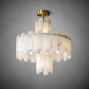 Alabaster Chandelier – Elegant Brass & White Alabaster Light Fixture
