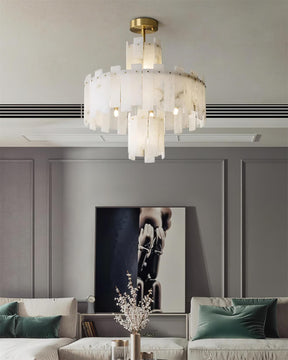 Regina Alabaster Chandelier – Elegant Brass & White Alabaster Light Fixture