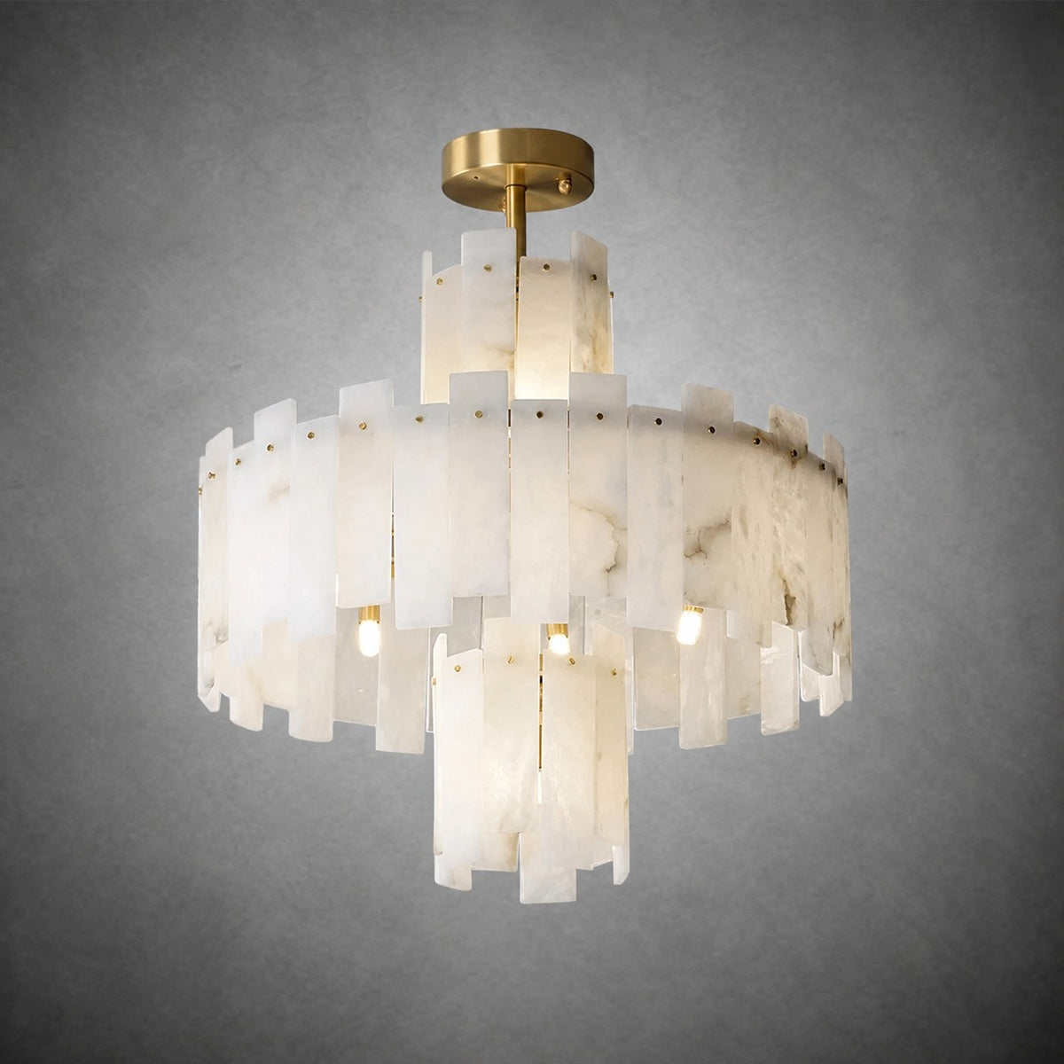 Alabaster Chandelier – Elegant Brass & White Alabaster Light Fixture