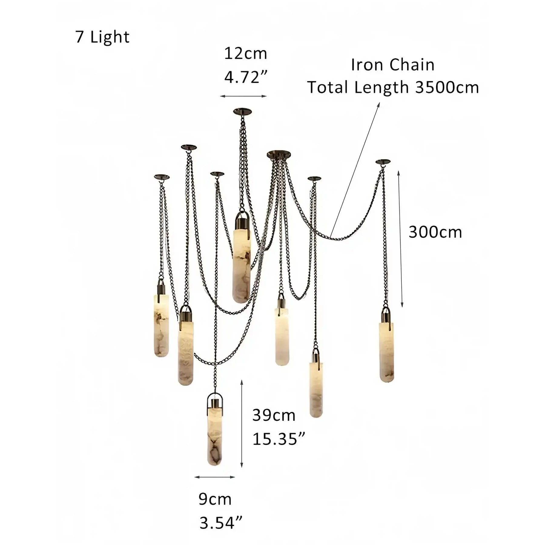 Luxury Modern Alabaster Flint 5 Light LED Multi-Drop Pendant