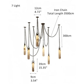 Luxury Modern Alabaster Flint 5 Light LED Multi-Drop Pendant