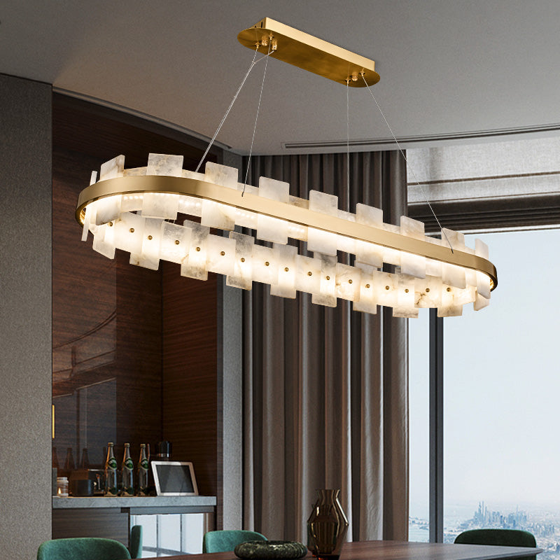 Alabaster Glo Modern Oval Chandelier 吊灯 rbrights   