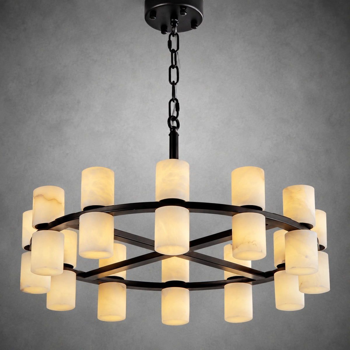 Alabaster Goblet Duo Round Pendant D600 - Black
