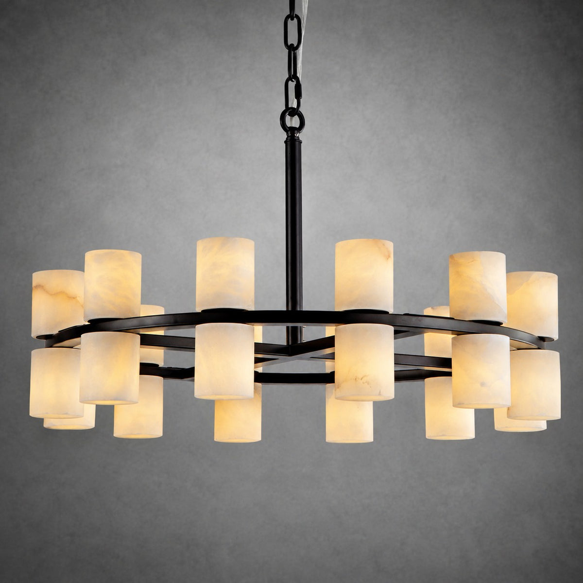 Alabaster Goblet Duo Round Pendant D600 - Black