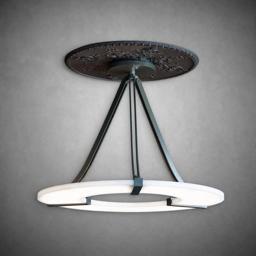 Alabaster Halo Pendant Light – Black & White LED Chandelier