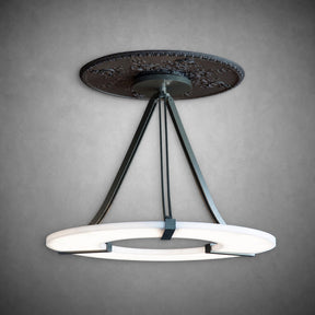 Alabaster Halo Pendant Light – Black & White LED Chandelier