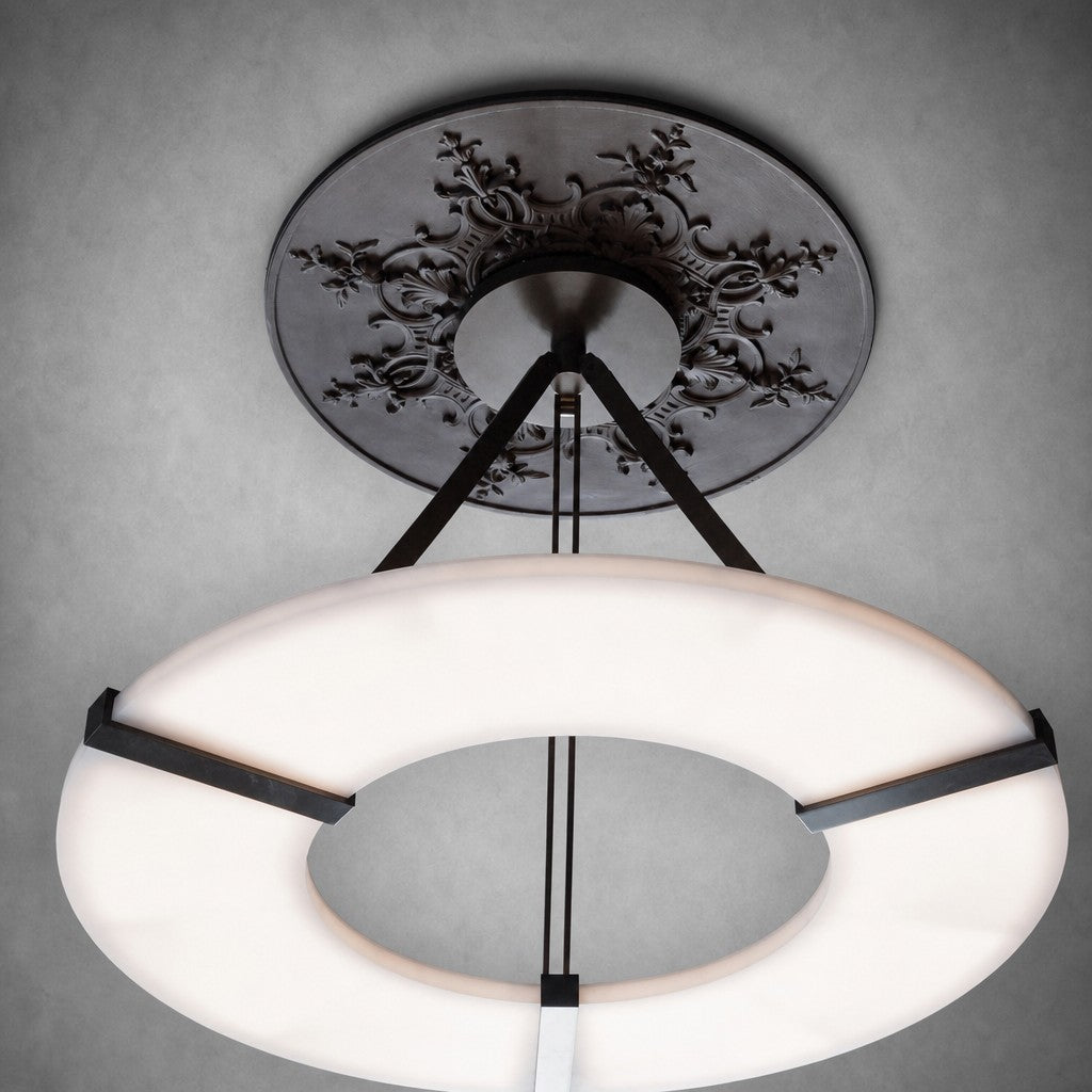 Alabaster Halo Pendant Light – Black & White LED Chandelier