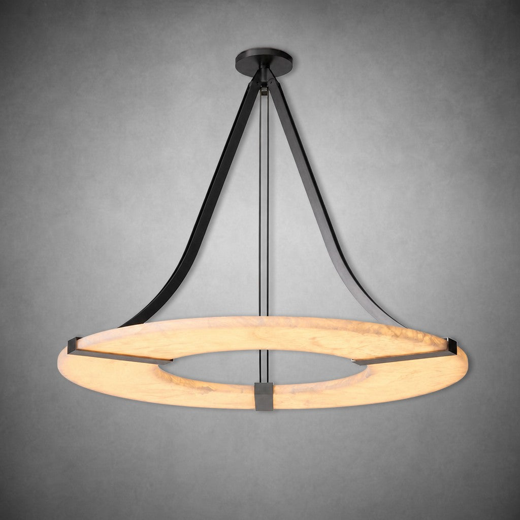 Alabaster Halo Pendant Light – Black & White LED Chandelier