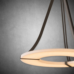 Alabaster Halo Pendant Light – Black & White LED Chandelier
