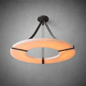 Alabaster Halo Pendant Light – Black & White LED Chandelier