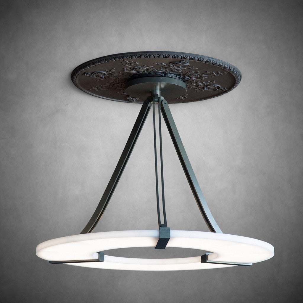 Alabaster Halo Pendant Light – Black & White LED Chandelier