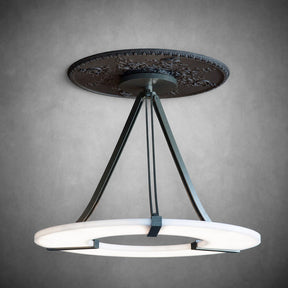 Alabaster Halo Pendant Light – Black & White LED Chandelier