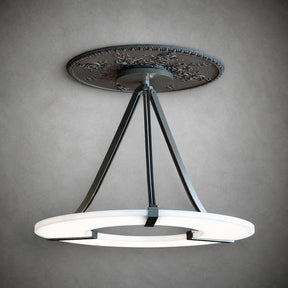 Alabaster Halo Pendant Light – Black & White LED Chandelier