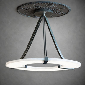 Alabaster Halo Pendant Light – Black & White LED Chandelier