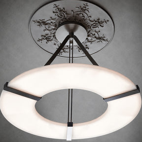 Alabaster Halo Pendant Light – Black & White LED Chandelier