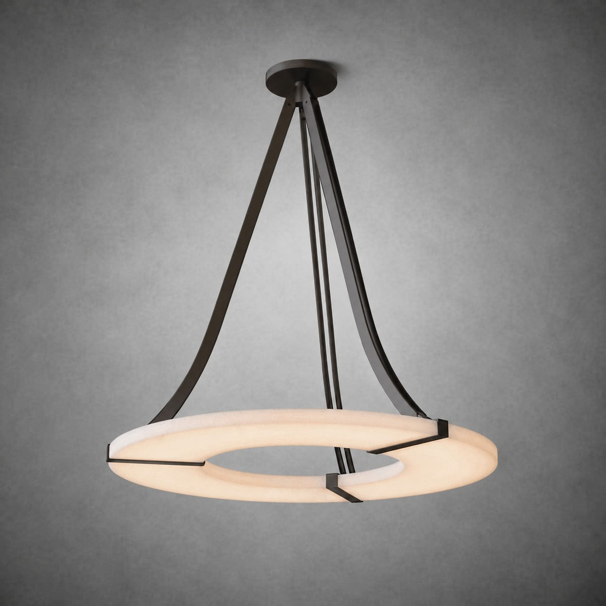Alabaster Halo Pendant Light – Black & White LED Chandelier