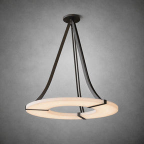 Alabaster Halo Pendant Light – Black & White LED Chandelier