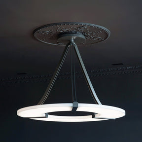 Alabaster Halo Pendant Light – Black & White LED Chandelier