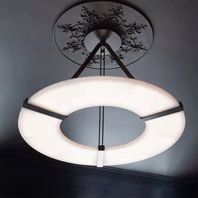 Alabaster Halo Pendant Light – Black & White LED Chandelier