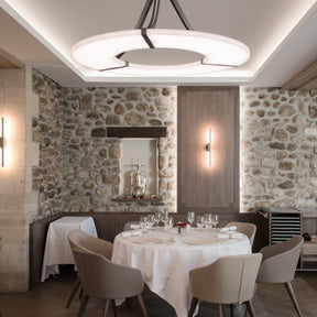 Alabaster Halo Pendant Light – Black & White LED Chandelier