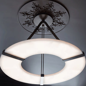 Alabaster Halo Pendant Light – Black & White LED Chandelier