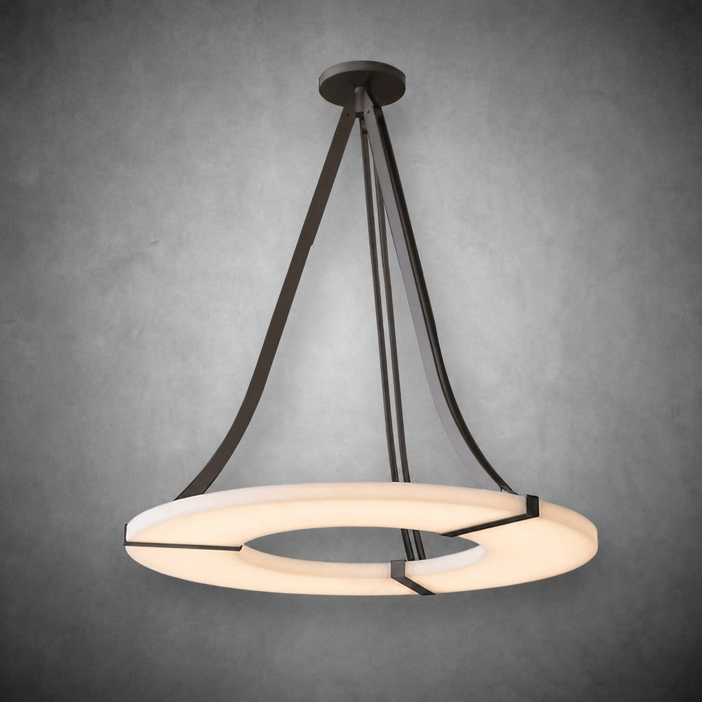 Alabaster Halo Pendant Light – Black & White LED Chandelier
