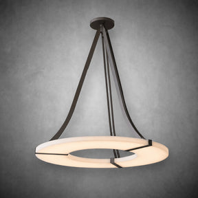 Alabaster Halo Pendant Light – Black & White LED Chandelier