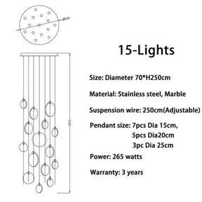 Alabaster Long Staircase Chandelier 5 styles