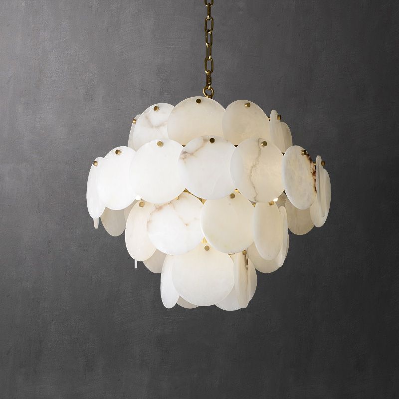 Alabaster Magnolia Multi-tiered Round Chandelier 吊灯 rbrights   