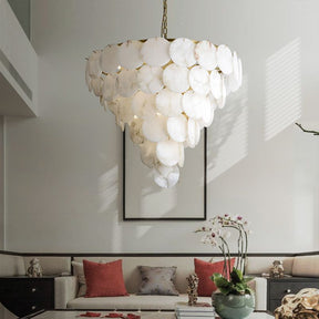 Alabaster Magnolia Multi-tiered Round Chandelier 吊灯 rbrights   