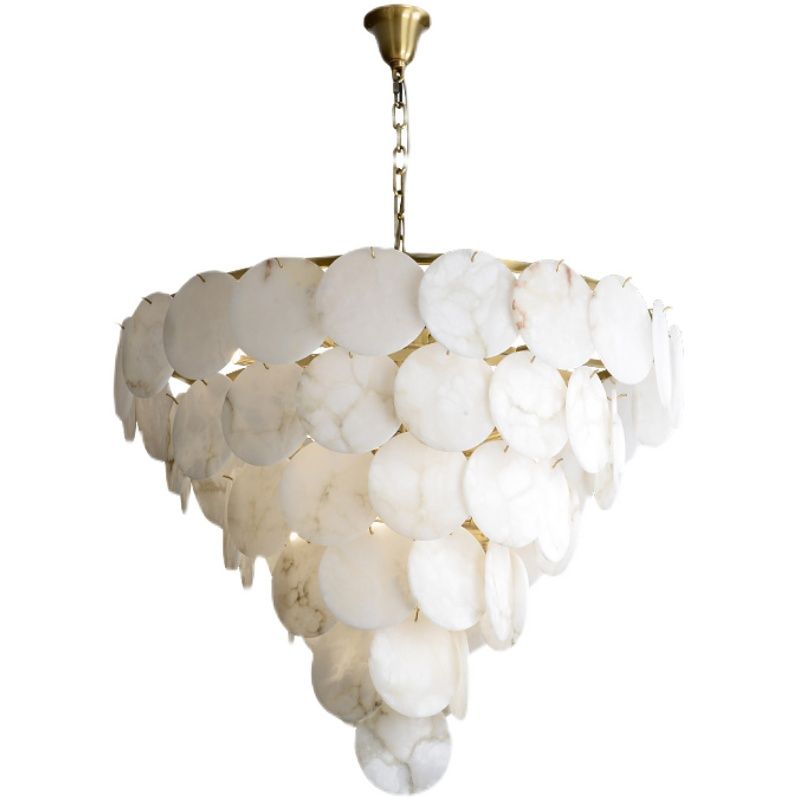 Alabaster Magnolia Multi-tiered Round Chandelier 吊灯 rbrights   