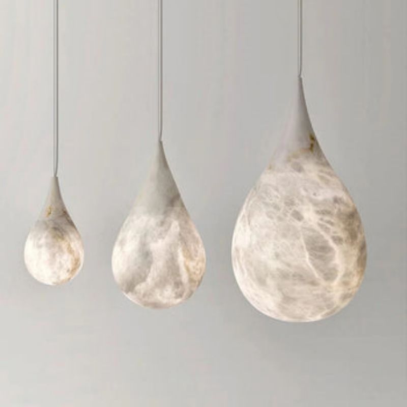 Alabaster Teardrop Single Pendant Light 7"D  rbrights   
