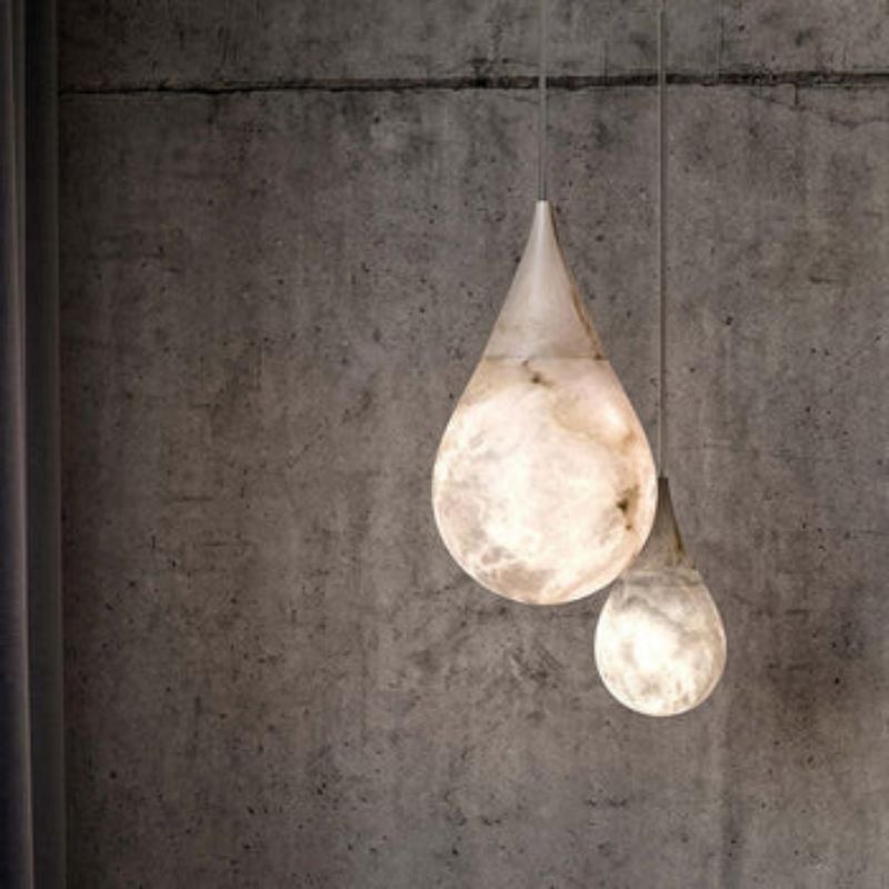 Alabaster Teardrop Single Pendant Light 7"D  rbrights   