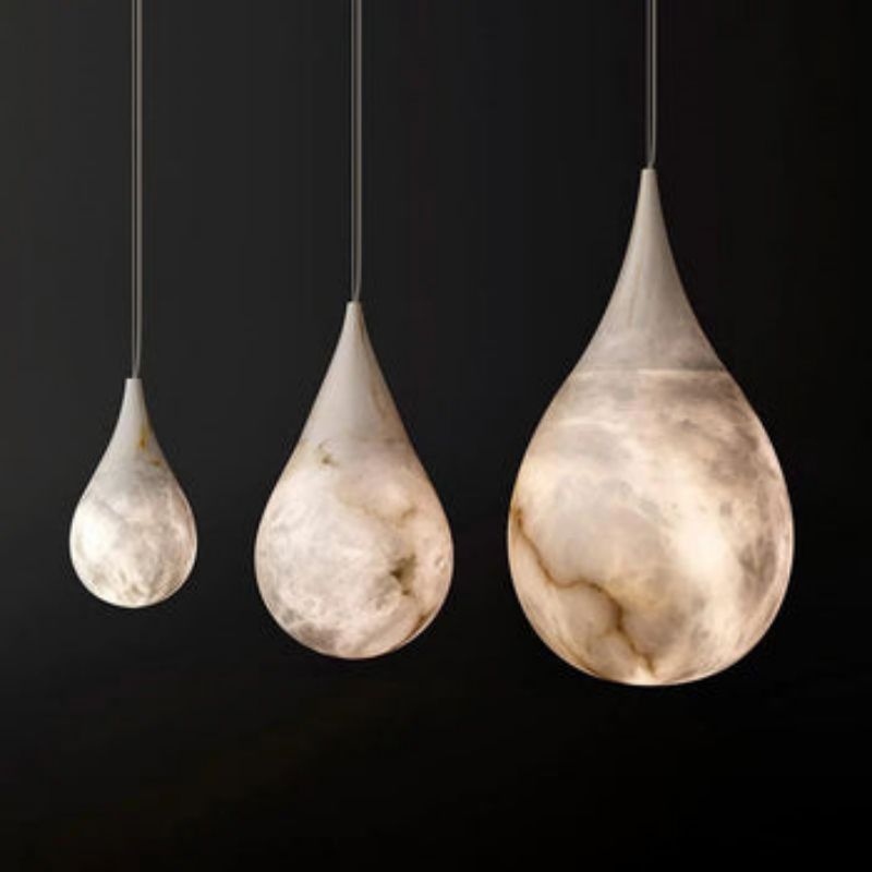 Alabaster Teardrop Single Pendant Light 7"D  rbrights   