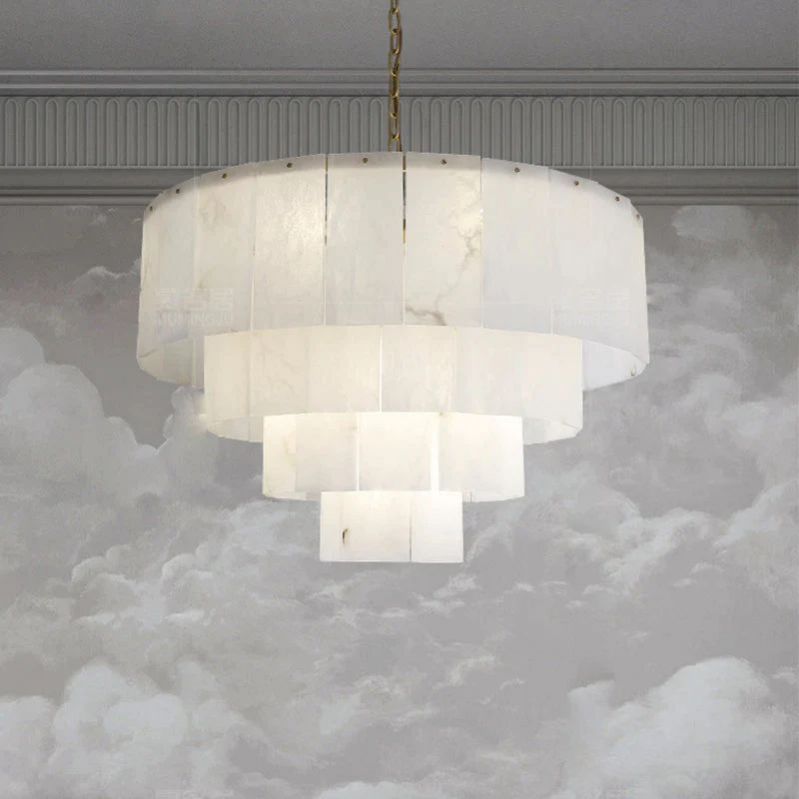 Alabaster Multi-Layer Modern Round Chandelier 31" 吊灯 rbrights   