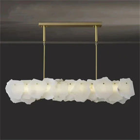 Alabaster Oval Chandelier with Rod, Dining Room Chandelier